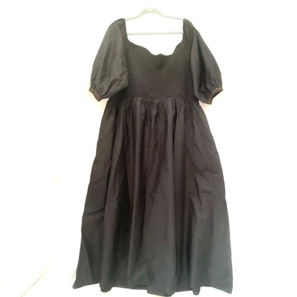 NWT Old Navy Off-the-Shoulder Smocked Maxi Dress 3X Black Cottagecore Whimsigoth - Picture 2 of 13